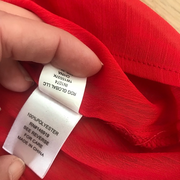 Sheer Red Ruffle Top - Picture 6 of 7